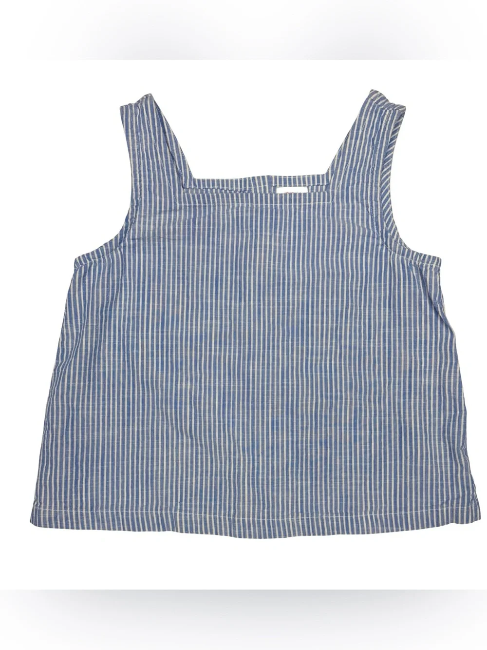 Hanna Andersson Sleeveless Poplin Blue Stripe Button Back Top
